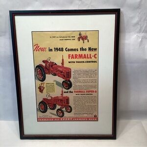 Framed Farmall - C 1948 Cub Tractor Advertisement 16 X 12.5 Black Frame